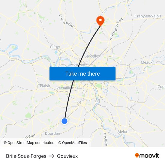 Briis-Sous-Forges to Gouvieux map