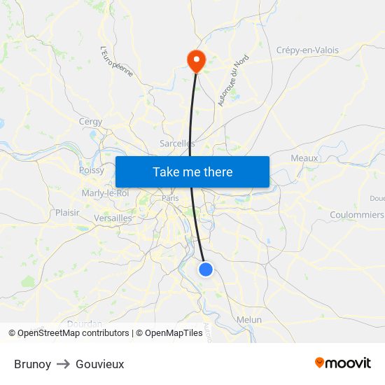 Brunoy to Gouvieux map
