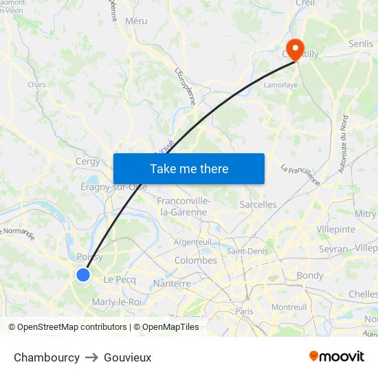 Chambourcy to Gouvieux map