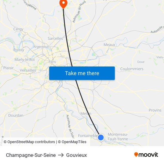 Champagne-Sur-Seine to Gouvieux map