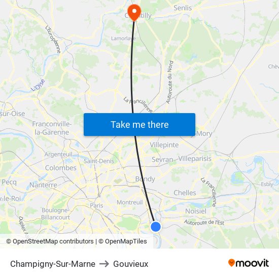 Champigny-Sur-Marne to Gouvieux map