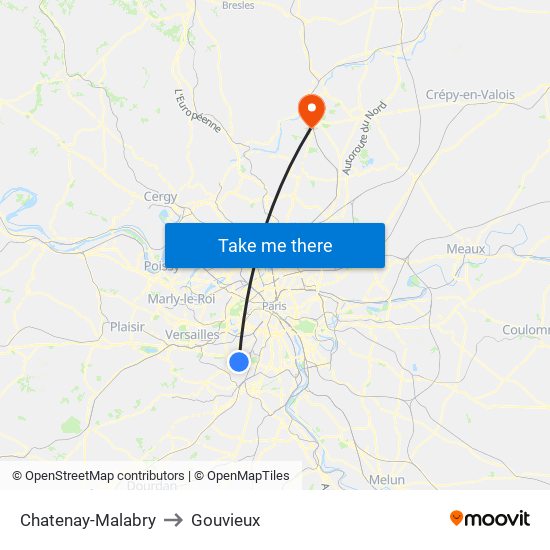 Chatenay-Malabry to Gouvieux map
