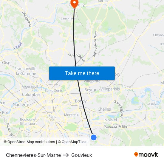 Chennevieres-Sur-Marne to Gouvieux map