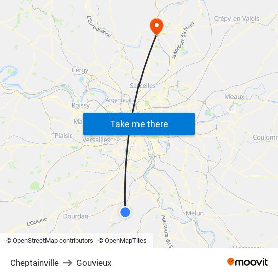 Cheptainville to Gouvieux map