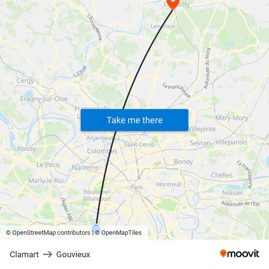Clamart to Gouvieux map