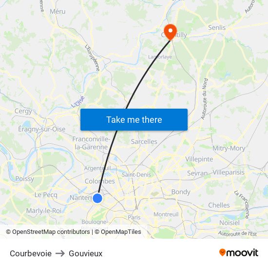 Courbevoie to Gouvieux map