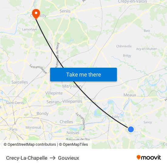 Crecy-La-Chapelle to Gouvieux map