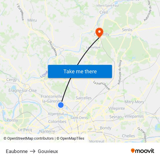 Eaubonne to Gouvieux map