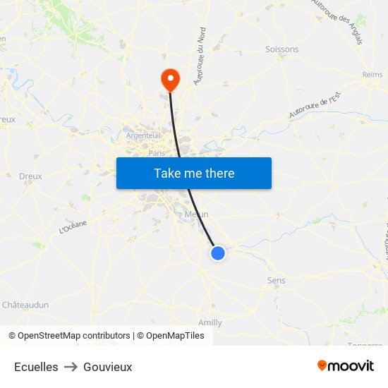 Ecuelles to Gouvieux map