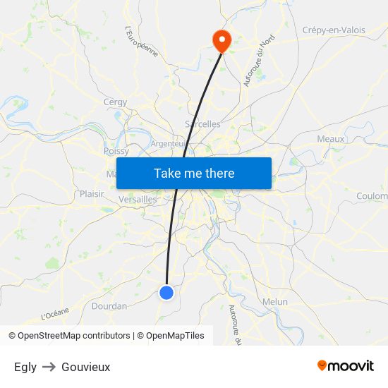 Egly to Gouvieux map