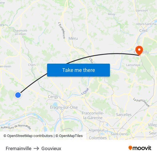 Fremainville to Gouvieux map
