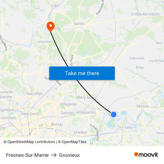 Fresnes-Sur-Marne to Gouvieux map