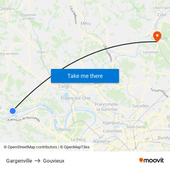 Gargenville to Gouvieux map
