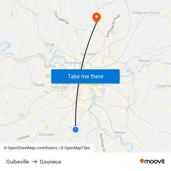 Guibeville to Gouvieux map