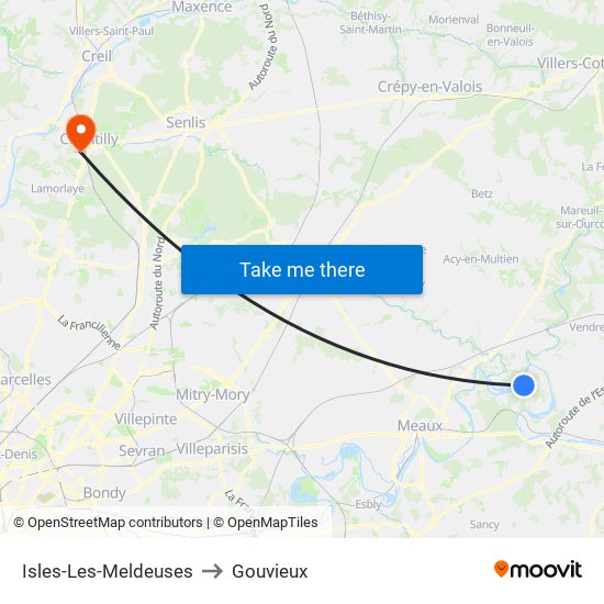 Isles-Les-Meldeuses to Gouvieux map