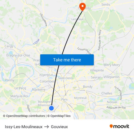 Issy-Les-Moulineaux to Gouvieux map