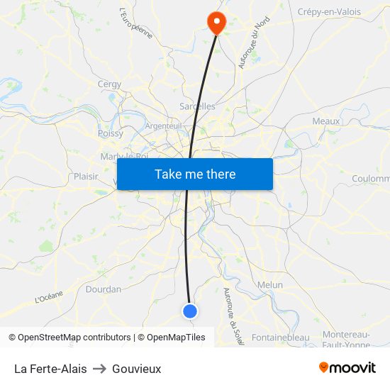 La Ferte-Alais to Gouvieux map