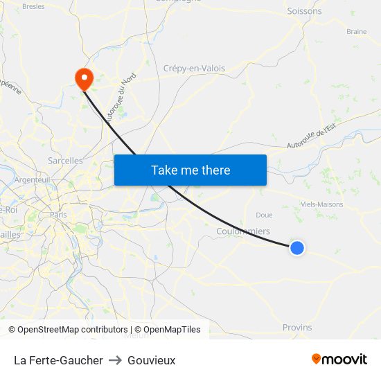 La Ferte-Gaucher to Gouvieux map
