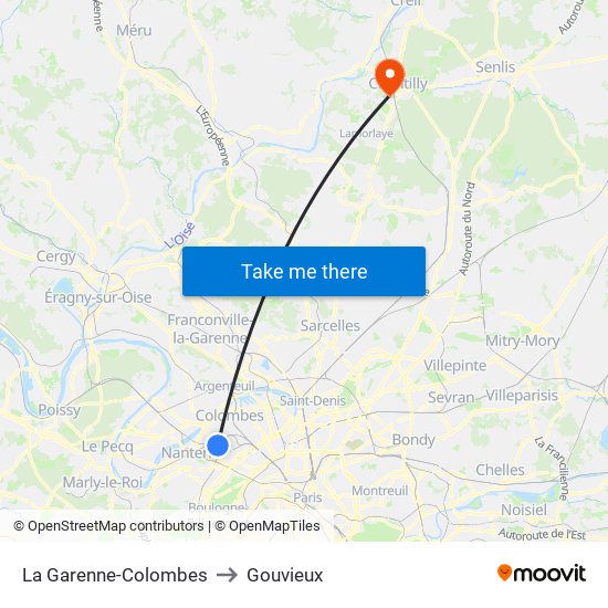 La Garenne-Colombes to Gouvieux map