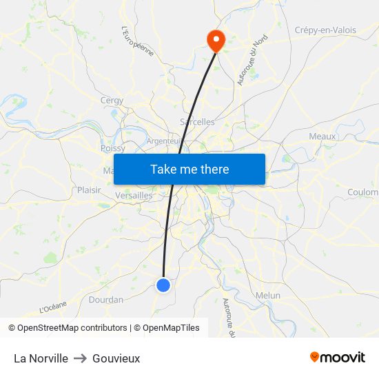 La Norville to Gouvieux map