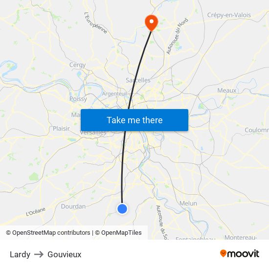 Lardy to Gouvieux map
