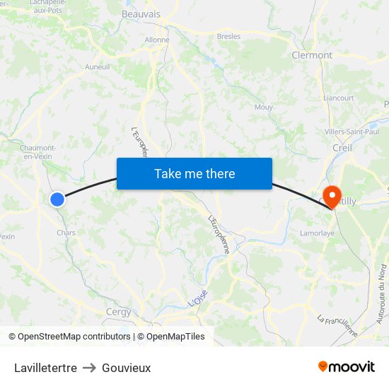 Lavilletertre to Gouvieux map