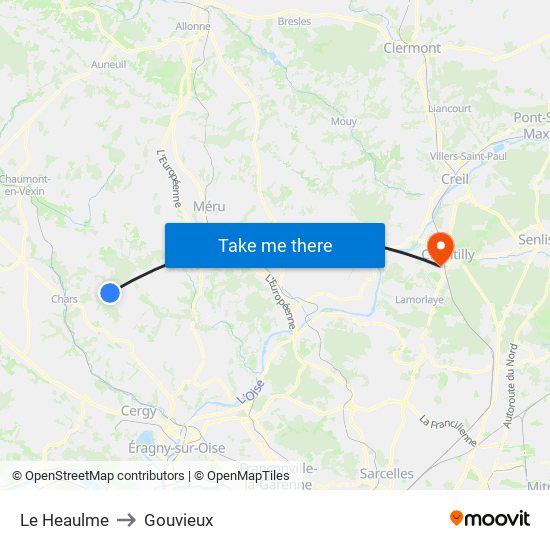 Le Heaulme to Gouvieux map