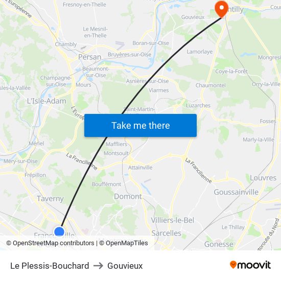 Le Plessis-Bouchard to Gouvieux map