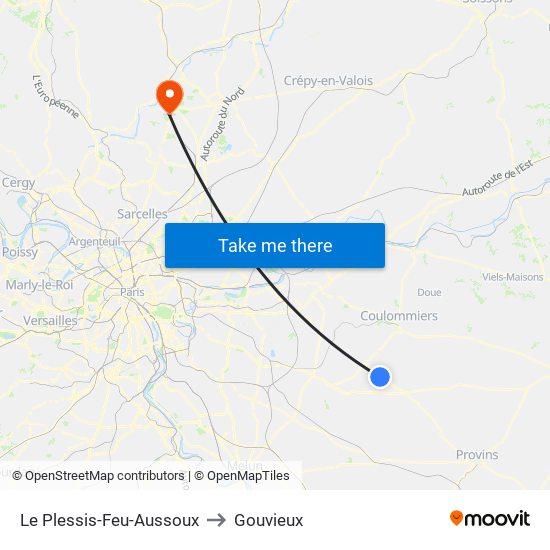 Le Plessis-Feu-Aussoux to Gouvieux map