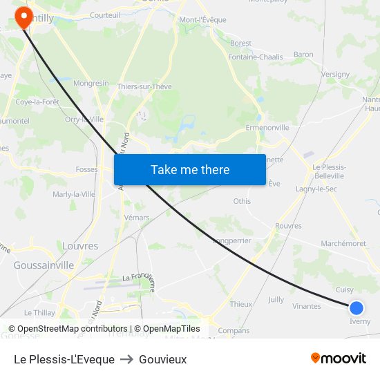Le Plessis-L'Eveque to Gouvieux map