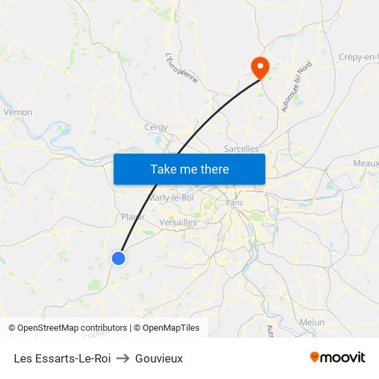Les Essarts-Le-Roi to Gouvieux map