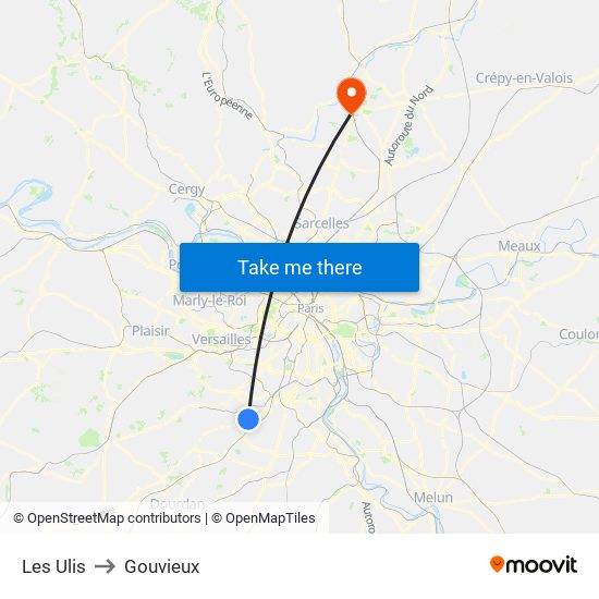 Les Ulis to Gouvieux map