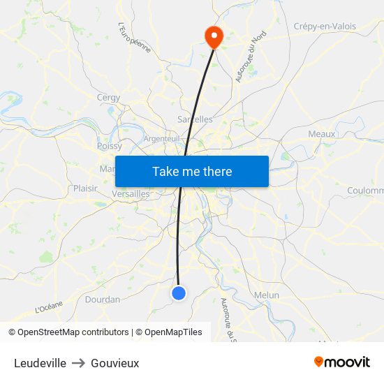Leudeville to Gouvieux map