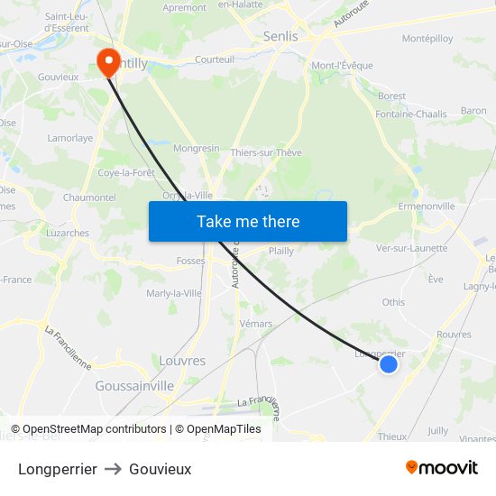Longperrier to Gouvieux map