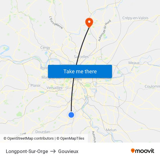Longpont-Sur-Orge to Gouvieux map
