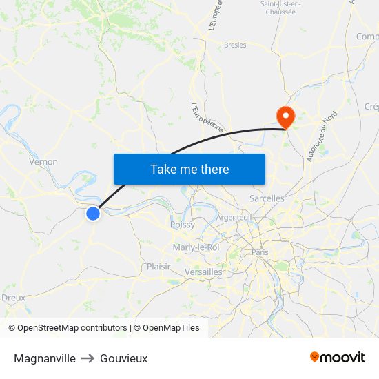 Magnanville to Gouvieux map