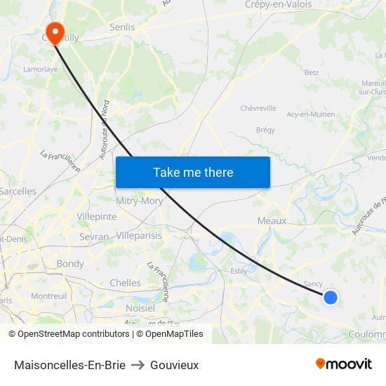 Maisoncelles-En-Brie to Gouvieux map