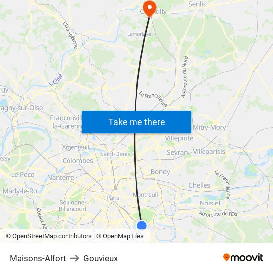 Maisons-Alfort to Gouvieux map