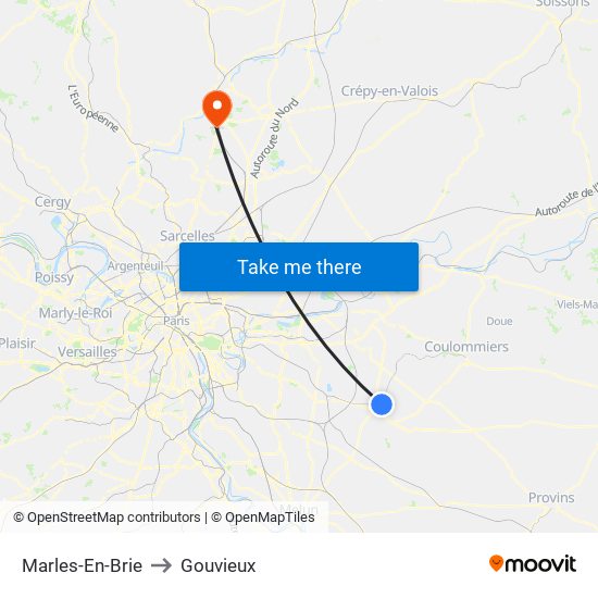 Marles-En-Brie to Gouvieux map