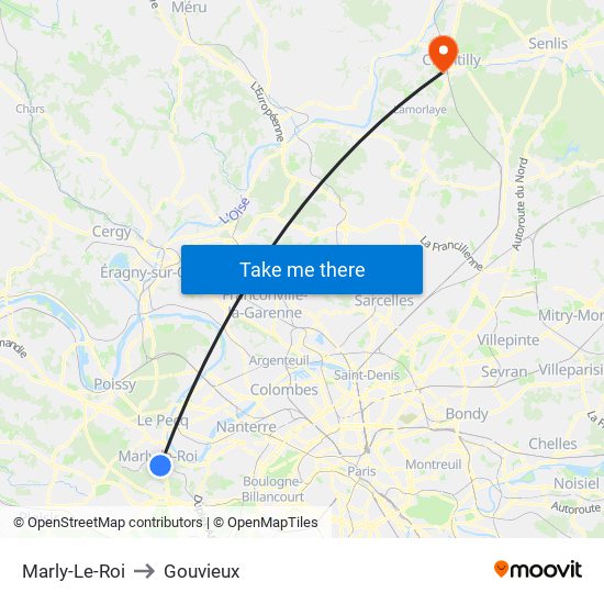 Marly-Le-Roi to Gouvieux map