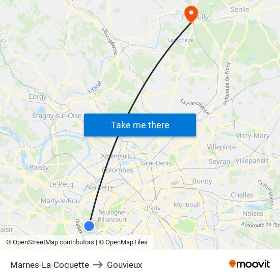 Marnes-La-Coquette to Gouvieux map