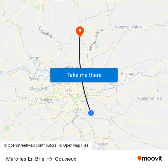 Marolles-En-Brie to Gouvieux map