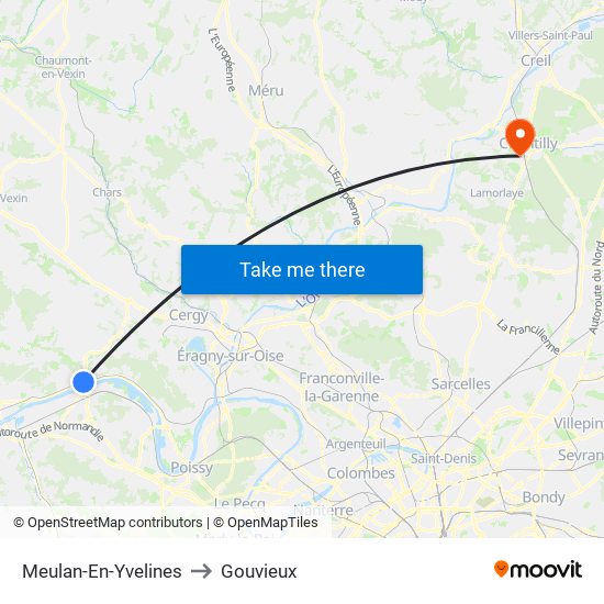 Meulan-En-Yvelines to Gouvieux map