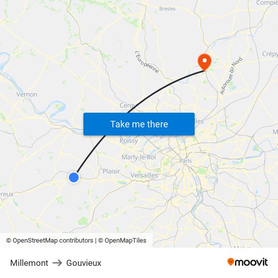 Millemont to Gouvieux map