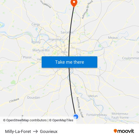 Milly-La-Foret to Gouvieux map