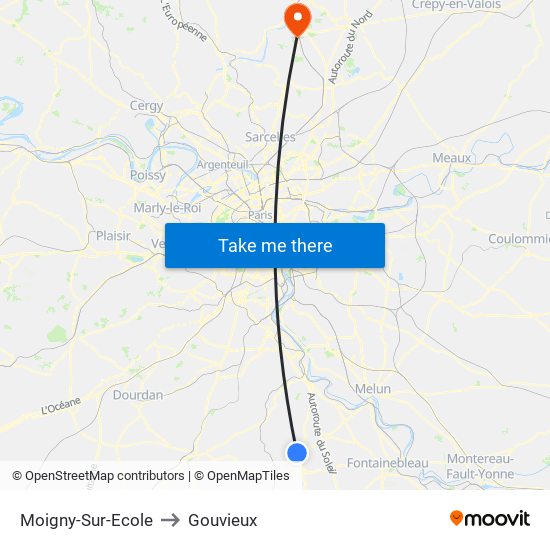 Moigny-Sur-Ecole to Gouvieux map