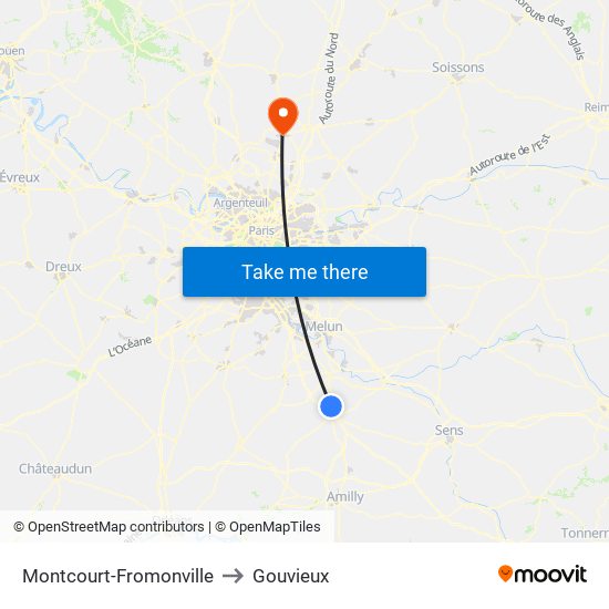 Montcourt-Fromonville to Gouvieux map