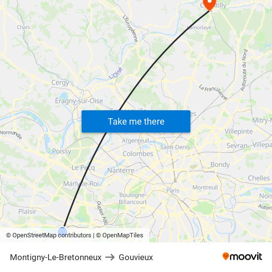 Montigny-Le-Bretonneux to Gouvieux map