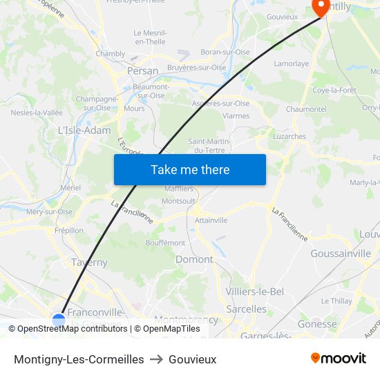 Montigny-Les-Cormeilles to Gouvieux map