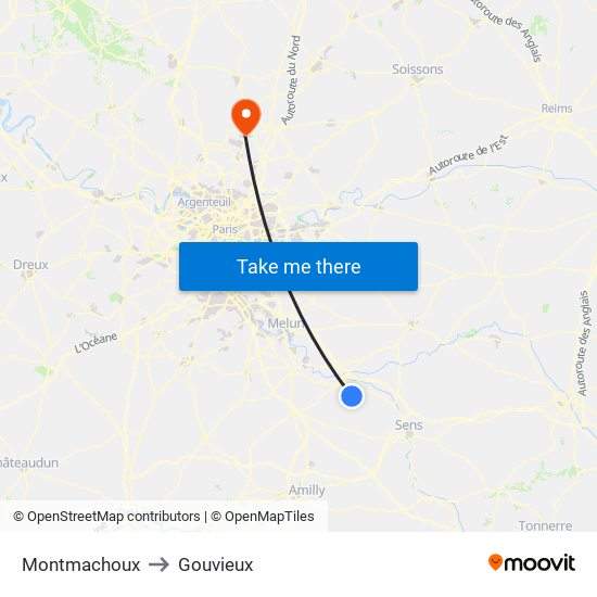 Montmachoux to Gouvieux map